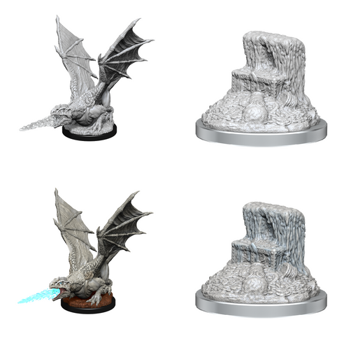 D&D Nolzur's Marvelous Miniatures: W19 White Dragon Wyrmling Unpainted Miniatures WizKids