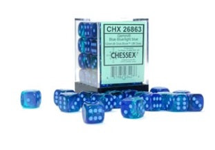 Chessex: 36Ct D6 Dice Set Luminary Gemini - Blue-Blue/Light Blue (12mm) Dice & Gaming Accessories Chessex