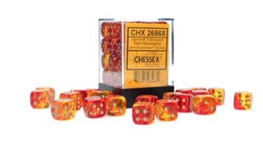Chessex: Translucent Red-Yellow/Gold Gemini 36Ct D6 Dice Set 12mm
