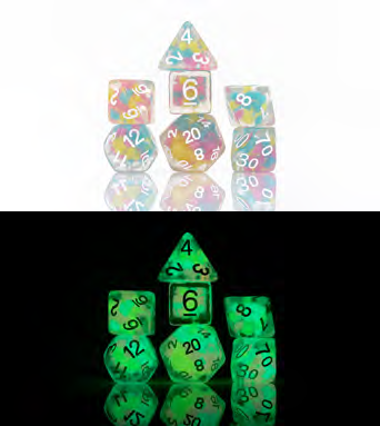 Sirius Dice: 7-Die Dice Set Glow-In-The-Dark - Lucky Charm Glowworm Dice & Gaming Accessories Sirius Dice