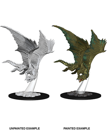 D&D Nolzur's Marvelous Miniatures: W9 Young Bronze Dragon Unpainted Miniatures WizKids