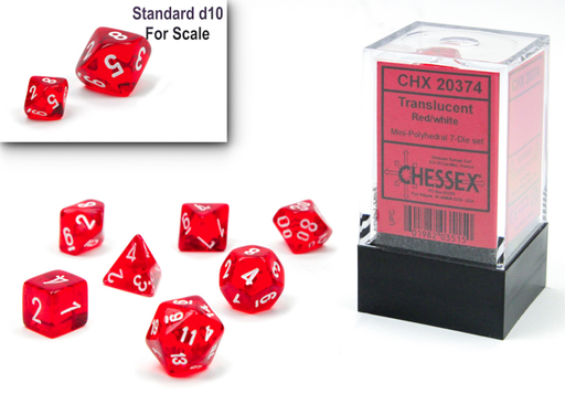 Chessex: Red/White Translucent Mini 7-die Set Dice & Gaming Accessories Chessex