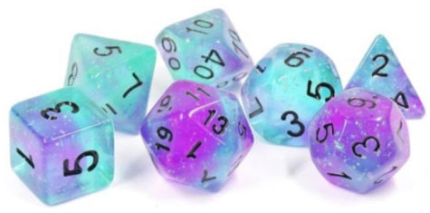 Sirius Dice: 7-Die Dice Set Glow-In-The-Dark - Peacock Glowworm Dice & Gaming Accessories Sirius Dice