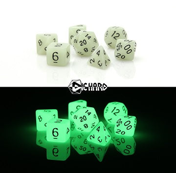 Die Hard Dice: White 7-Die Set (Glow in the Dark) Dice & Gaming Accessories Die Hard Dice