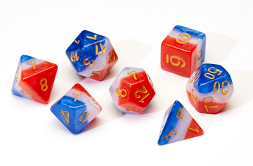 Sirius Dice: 7-Die Dice Set - Red/White/Blue Dice & Gaming Accessories Sirius Dice
