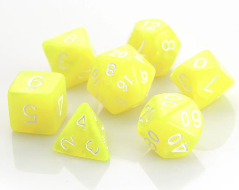 Die Hard Dice: Yellow Swirl w/ White 7-Die Set Dice & Gaming Accessories Die Hard Dice