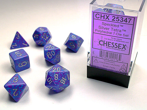 Chessex: Silver Tetra Speckled 7-Die Set Dice & Gaming Accessories Chessex