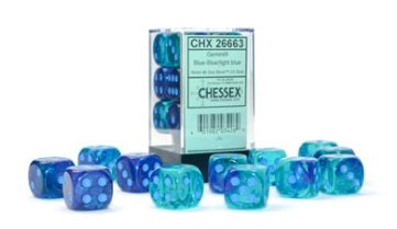 Chessex: 12Ct D6 Dice Set Luminary Gemini - Blue-Blue/Light Blue (16mm) Dice & Gaming Accessories Chessex