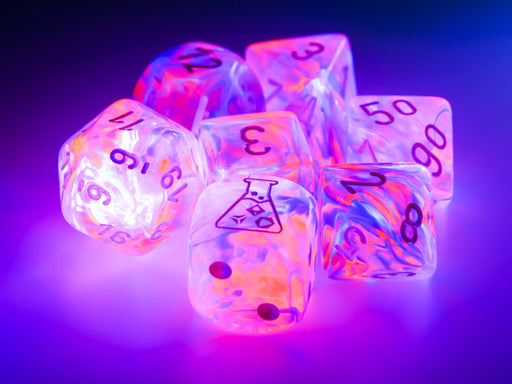 Chessex: Black Light Special/White Nebula 7-Die Set Dice & Gaming Accessories Chessex