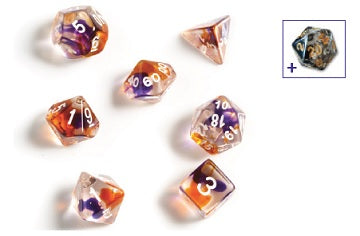 Sirius Dice: 7-Die Dice Set - Purple/Orange/Clear Dice & Gaming Accessories Sirius Dice