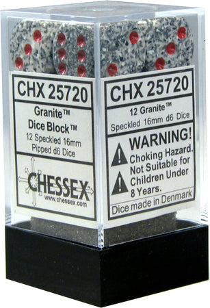 Chessex: Granite Speckled 12Ct D6 Dice Set 16mm Dice & Gaming Accessories Chessex