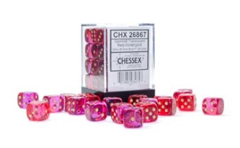 Chessex: 36Ct D6 Dice Set Translucent Gemini - Red-Violet/Gold (12mm) Dice & Gaming Accessories Chessex