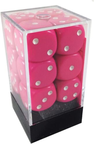 Chessex: Pink/White 12 Ct D6 Dice Set 16mm Dice & Gaming Accessories Chessex