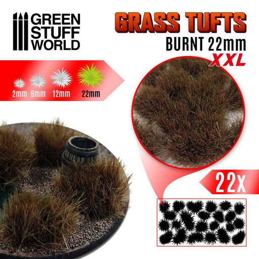 Green Stuff World: Grass Tufts XXL - Burnt 22mm 22x Basing Materials Green Stuff World