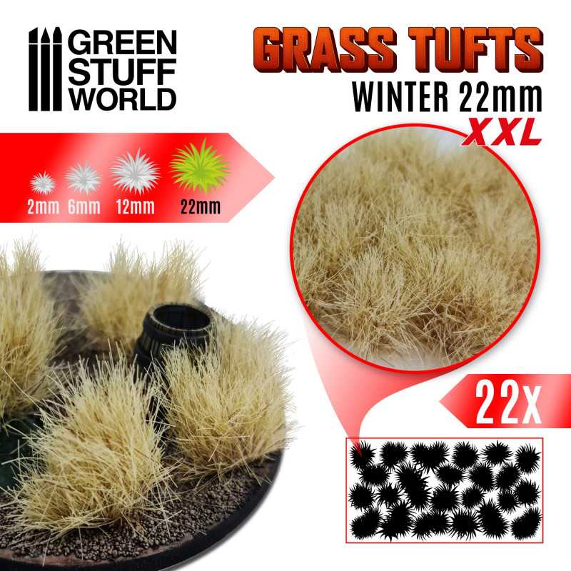 Green Stuff World: Grass Tufts XXL - Winter 22mm 22x Basing Materials Green Stuff World
