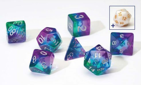 Sirius Dice: "Blue Aurora" Translucent 7 Die Set Dice & Gaming Accessories Sirius Dice