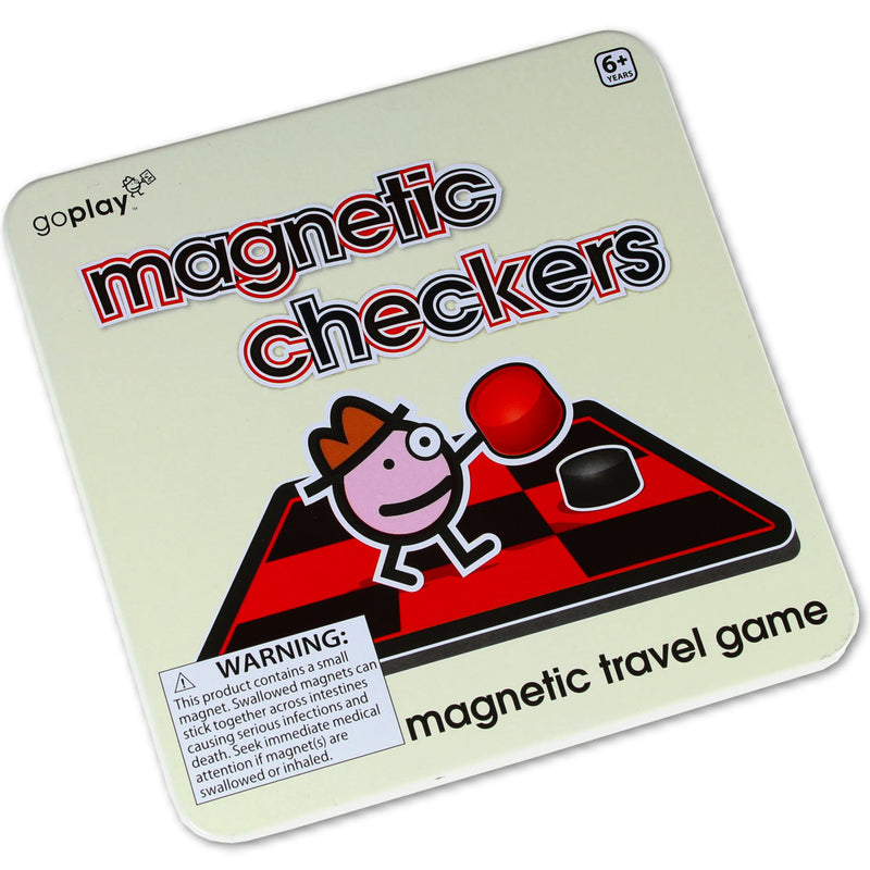 GoPlay Travel game: Magnetic Checkers Board Games Wood Expressions   