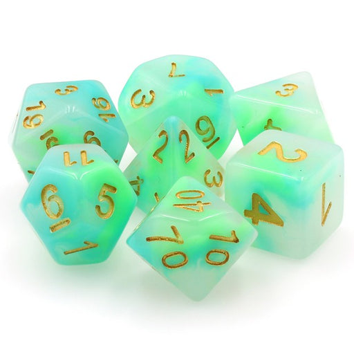 Gate Keeper Games: Shamrock Gold Dragon's Dice 7-Die set Dice & Gaming Accessories Gate Keeper Games