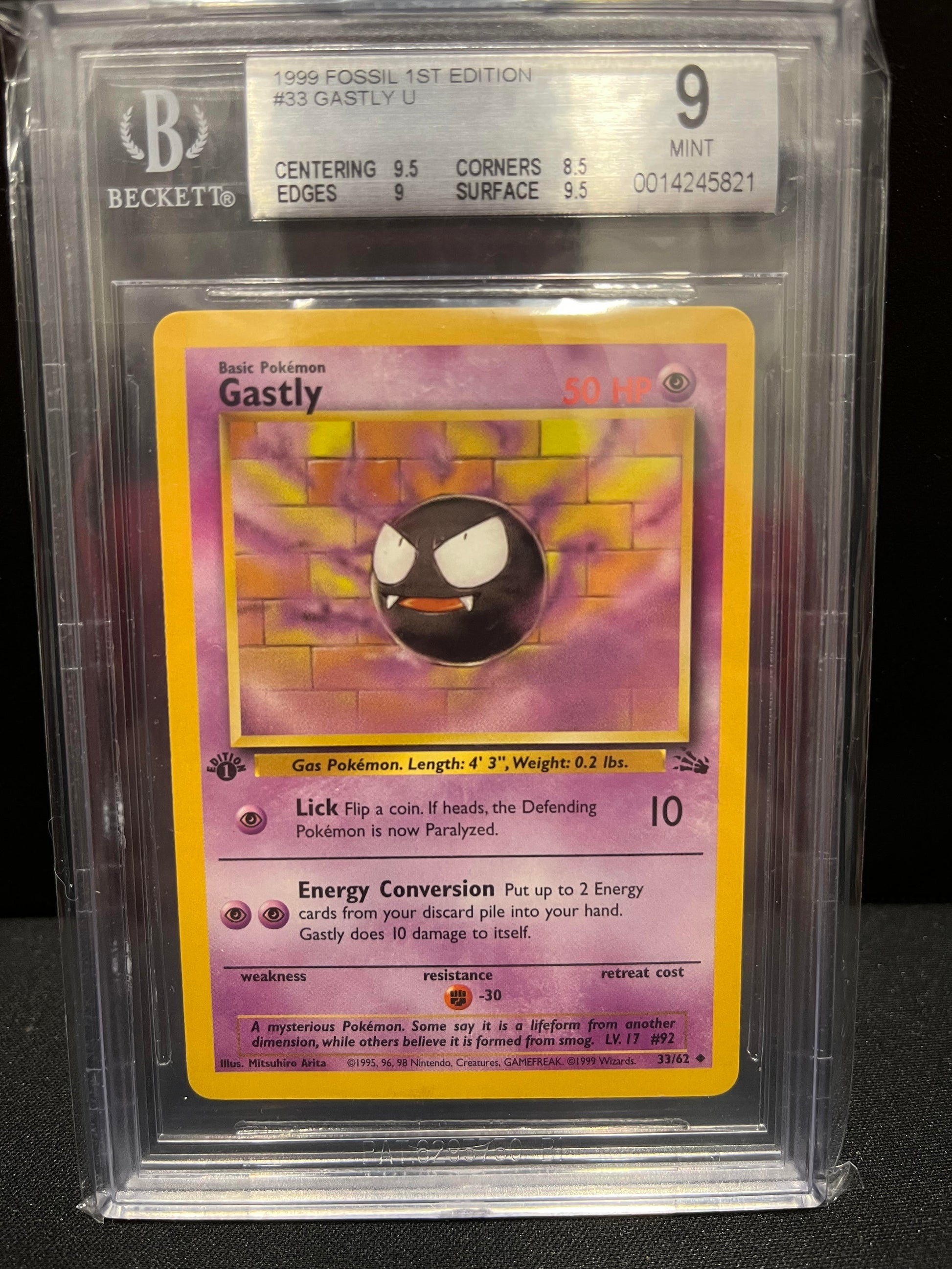 Gastly (33/62) BGS 9 Graded Pokemon Cards Pokemon