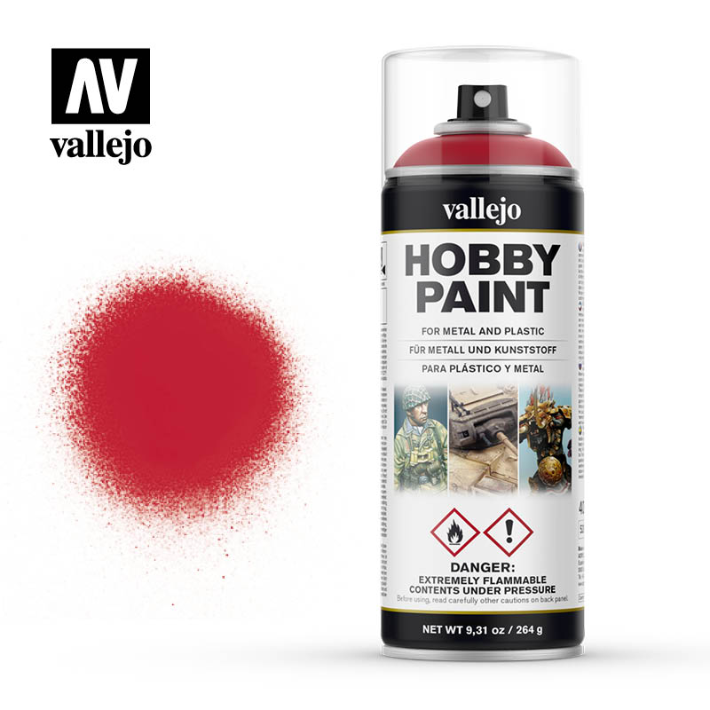 Vallejo Aerosol 28023 Bloody Red  Vallejo Hobby Supplies & Paints Taps Games Edmonton Alberta