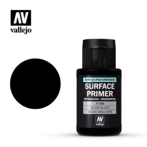 Vallejo: Surface Primer 77660 Gloss Black Primer 60ml Model Paints Vallejo