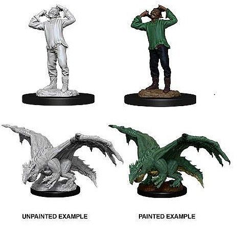 D&D Nolzur's Marvelous Miniatures: W11 Green Dragon Wyrmling & Afflicted Elf Unpainted Miniatures WizKids